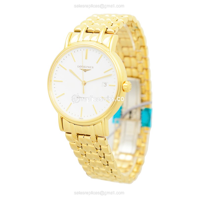 Longines Presence Replica - Automatic - Gold Case - White Dial - View 3
