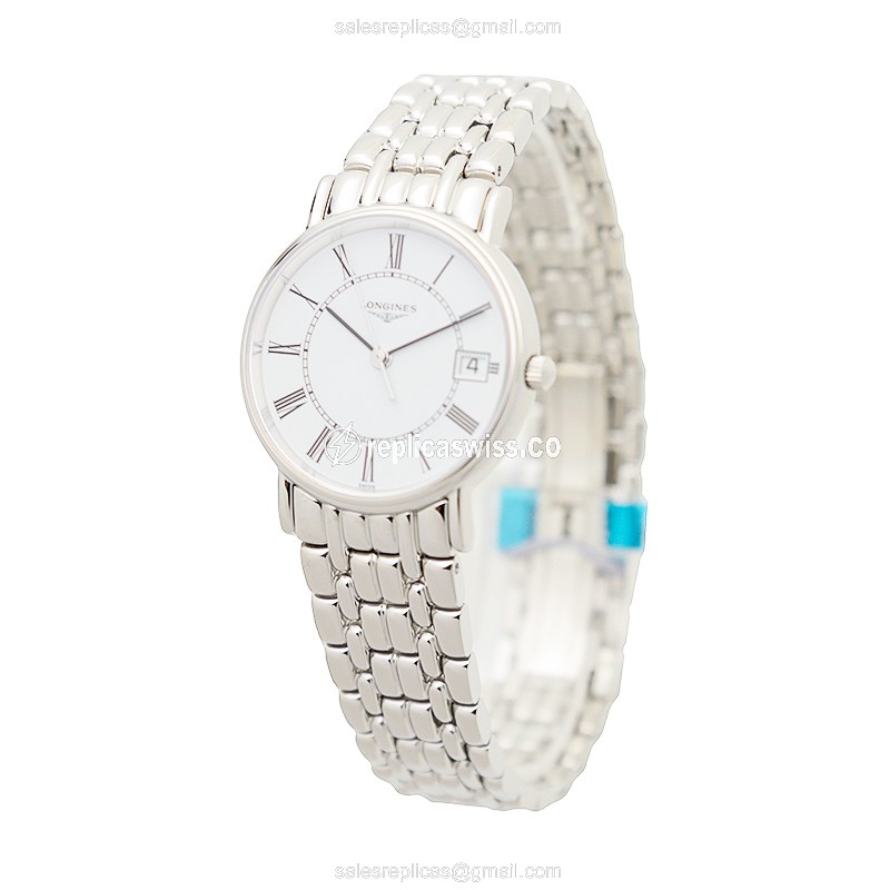 Longines Presence Replica - Quartz - Stainless Steel Case - White Dial, Silver Clasp - View 3