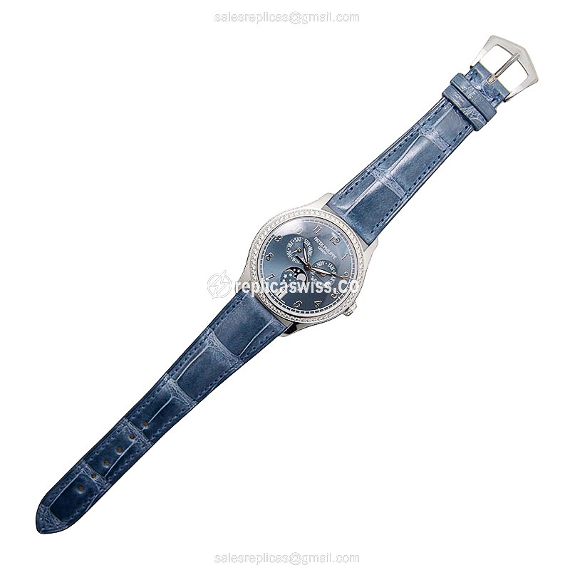 Patek Philippe 4947G-001 Replica - Automatic - White Gold - Blue Dial - Diamond - Buckle Clasp - View 2