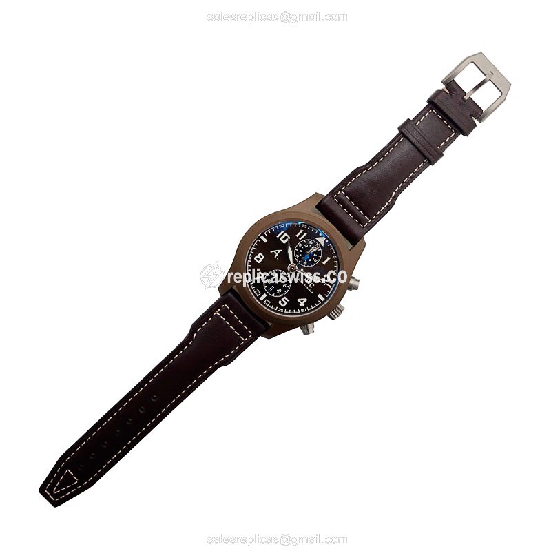 IWC PILOTS Replica - Automatic - Ceramic - Brown Dial - Brown Cowhide - Sapphire Crystal - View 2