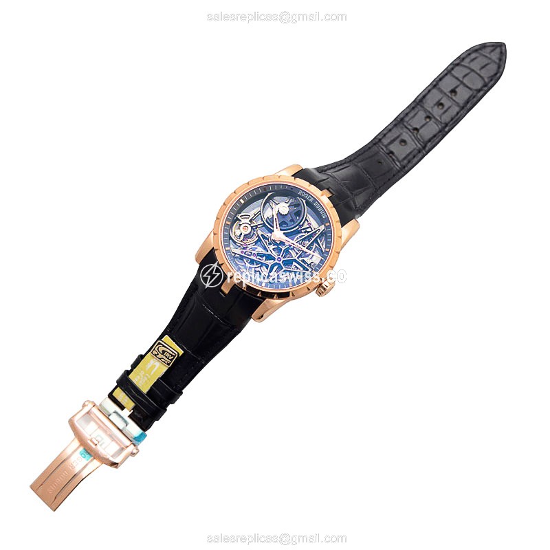 Roger Dubuis RDDBEX0422 EXCALIBUR - Automatic - 18kt Rose Gold - Skull Dial - Black Alligator Strap - View 2