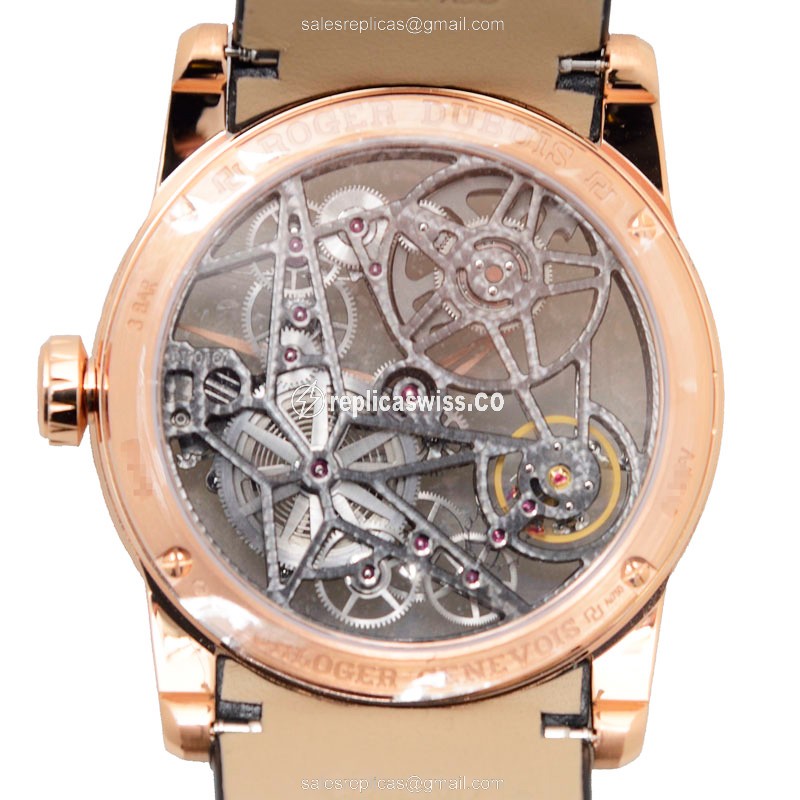Roger Dubuis RDDBEX0422 EXCALIBUR - Automatic - 18kt Rose Gold - Skull Dial - Black Alligator Strap - View 3