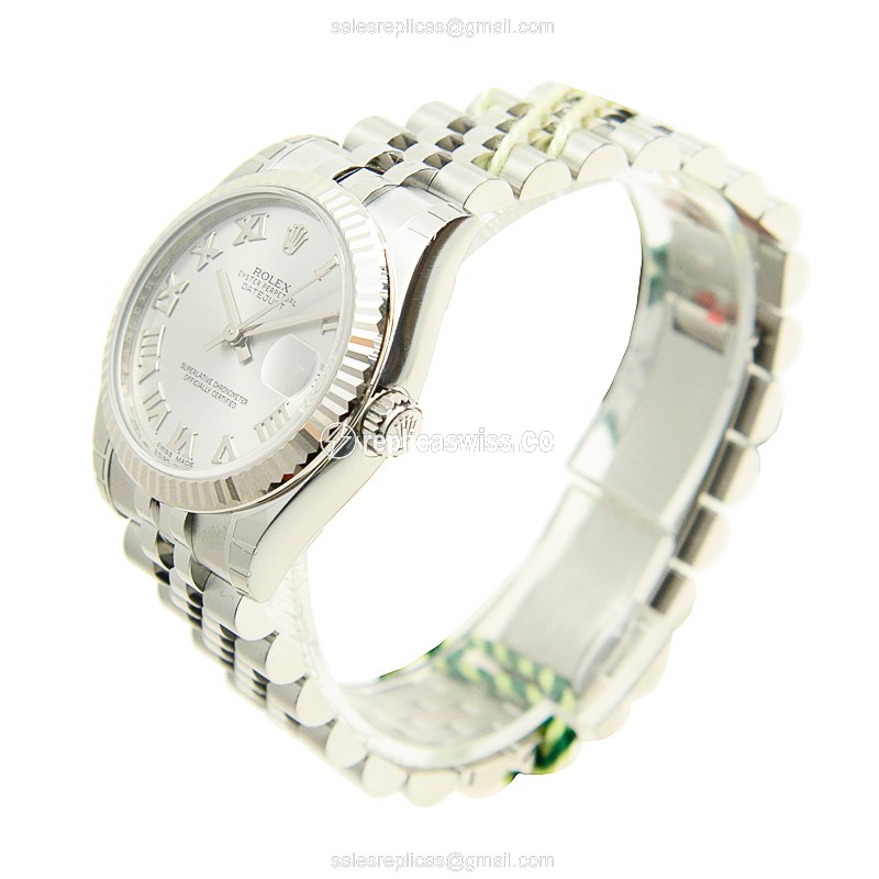 Rolex Datejust Replica - Automatic - White Gold & Steel Case - Gray Dial, Silver Clasp, Steel Strap - View 3
