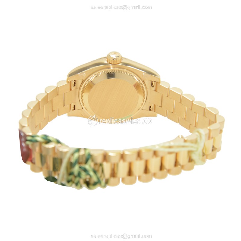 Rolex Lady Datejust Replica - 18kt Gold Case - Automatic - Gold Dial - Gold Strap - View 4