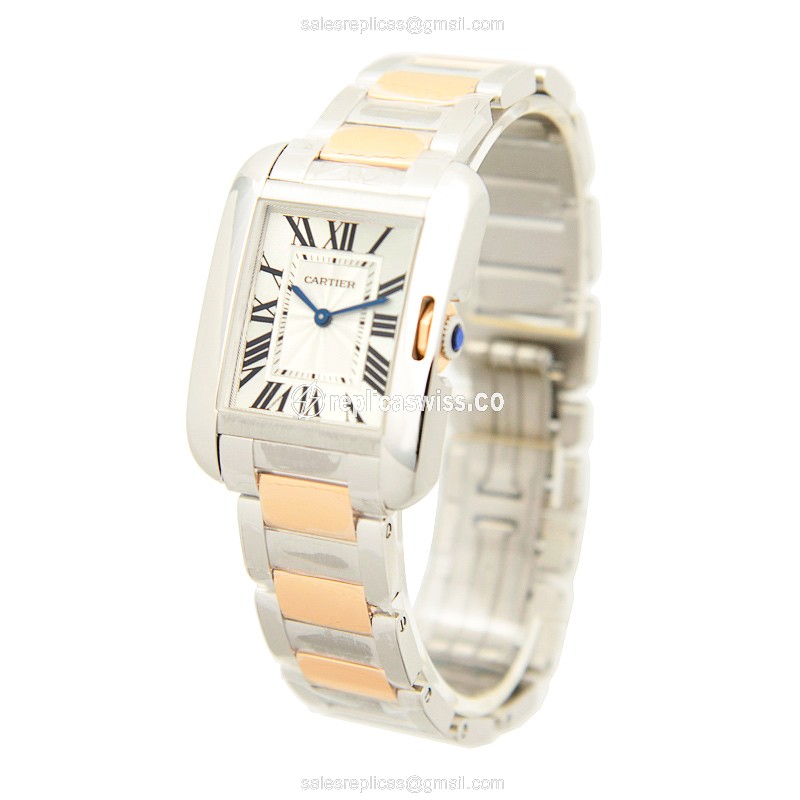 Cartier Tank Replica Watch - Quartz - Steel - Silver Dial - View 3