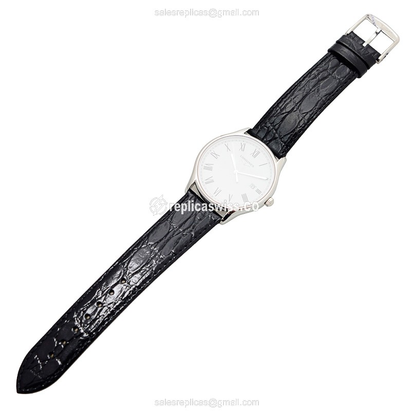 Longines Lyre Quartz Steel - White Dial - Leather Black Strap - Buckle Clasp - View 2