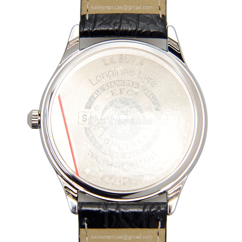 Longines Lyre Quartz Steel - White Dial - Leather Black Strap - Buckle Clasp - View 3