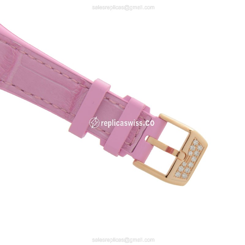 Franck Muller V32QZ CD COL DRM - Quartz - 18kt Rose Gold - Diamonds - Pink Leather Strap - View 4