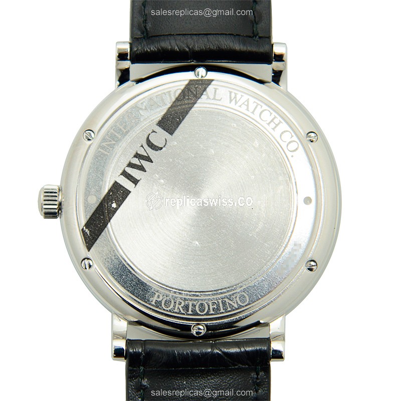 IWC Portofino Replica - Automatic - Stainless Steel - White Dial - Black Alligator Buckle - View 3