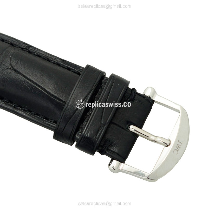 IWC Portofino Replica - Automatic - Stainless Steel - White Dial - Black Alligator Buckle - View 4