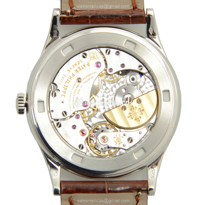 Patek Philippe 5077P Replica - Automatic - Platinum - Brown Dial - Brown Alligator Buckle - View 3