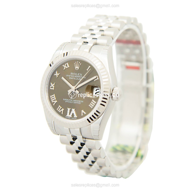 Rolex Datejust 178274-0090 Replica - Automatic - 18kt White Gold - Steel Case & Dial - Silver Strap - View 3