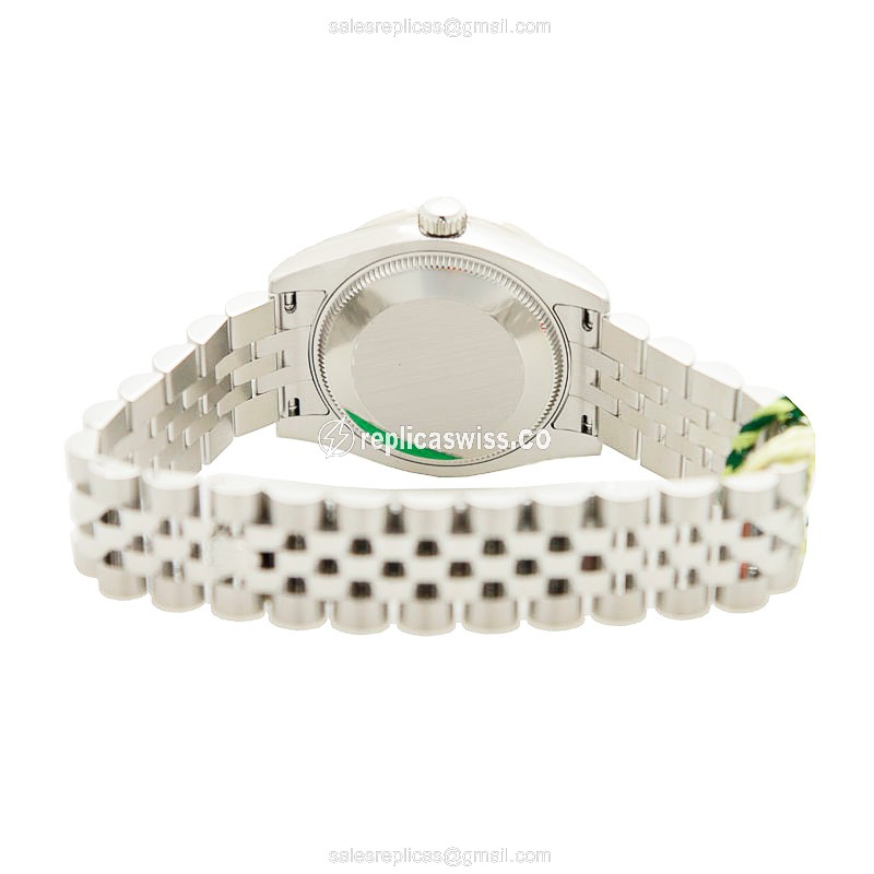 Rolex Datejust Replica - 18kt White Gold - Diamond Accents - Automatic - Silver Dial - Steel Band - View 4