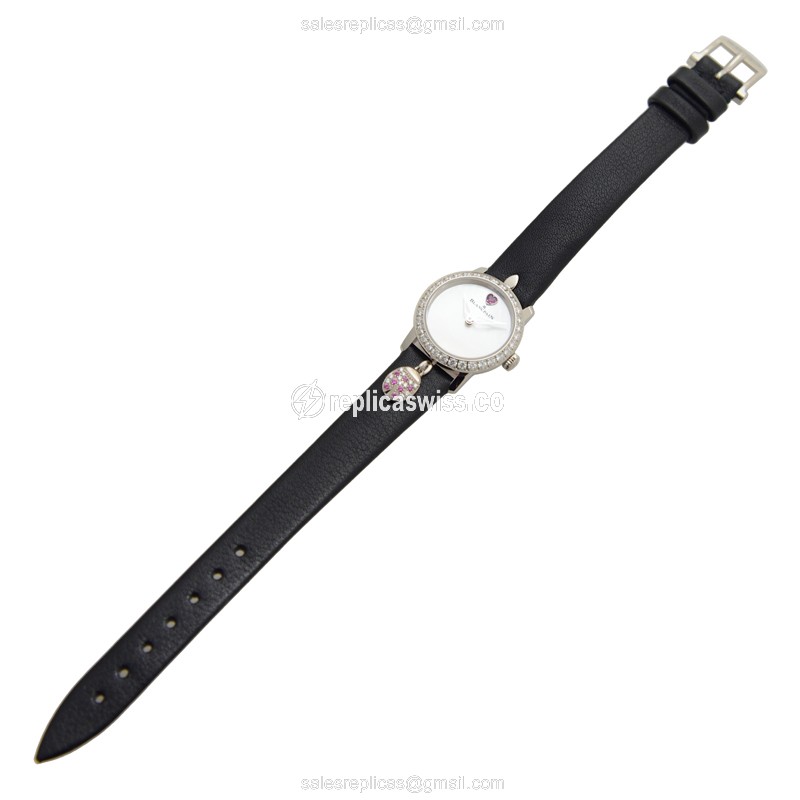 Blancpain Ladybird Replica - Auto - 18kt White Gold - Diamond - Silver Dial - Black Alligator Buckle - View 2