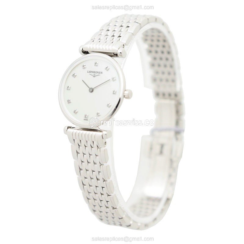 Longines LA GRANDE Quartz - Stainless Steel Case, White Dial, Silver Clasp - View 3