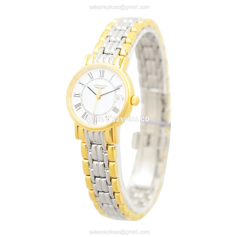 Longines Presence Replica - Quartz - Gold-Plated Case - White Dial, Silver Strap - View 3