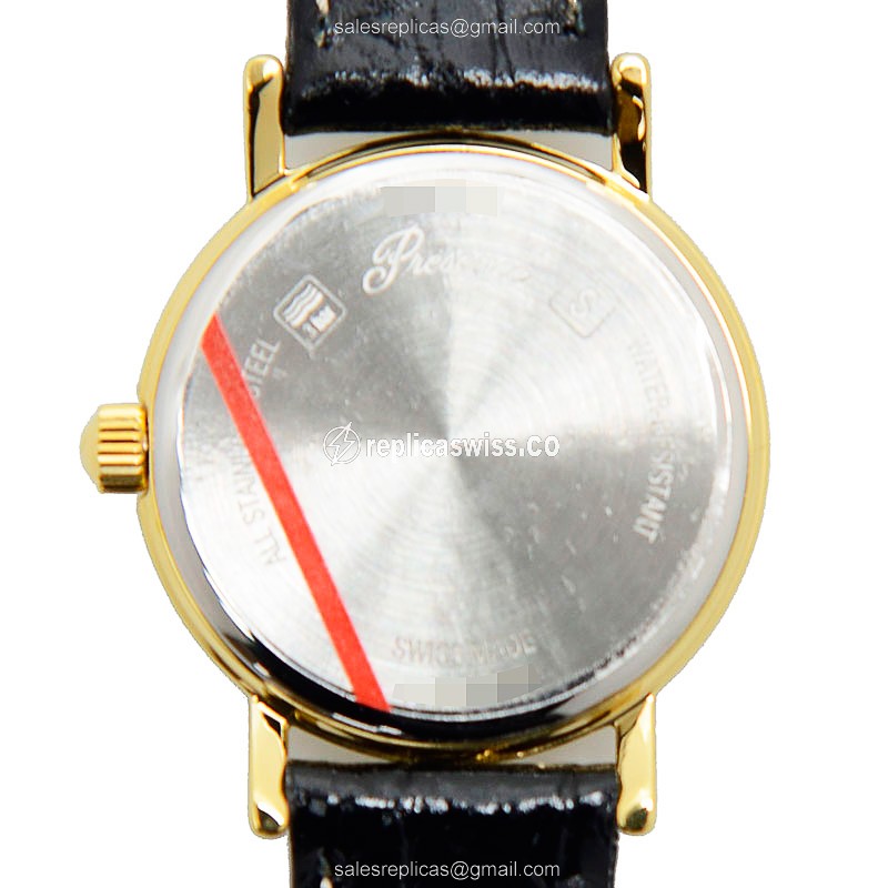 Longines Presence Replica - Quartz - Gold Plated & Steel - White Dial, Leather Strap - View 3