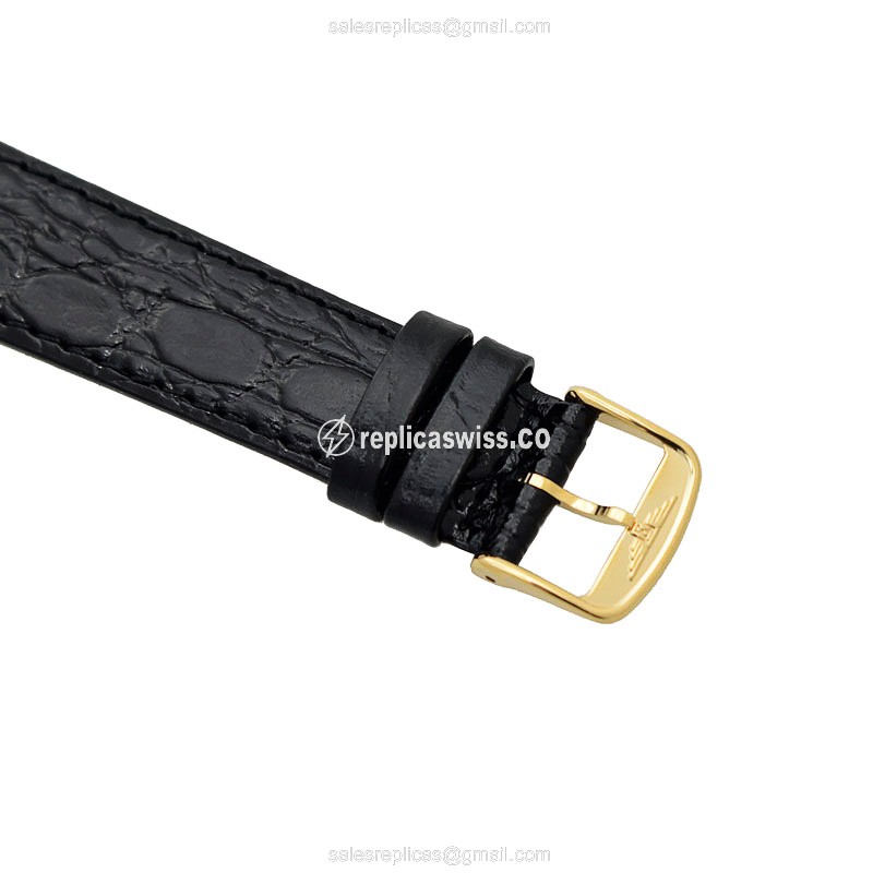 Longines Presence Replica - Quartz - PVD Gold Case, White Dial - Leather Strap, Buckle Clasp - View 4