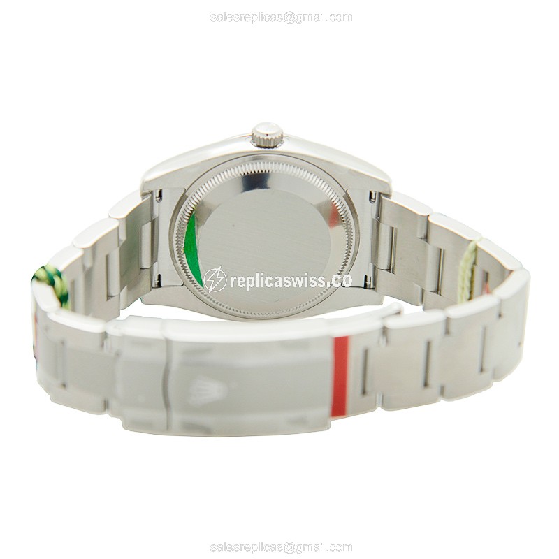 Rolex OYSTER PERPETUAL Replica - Automatic - Gold Dial on Silver Steel Strap - View 4