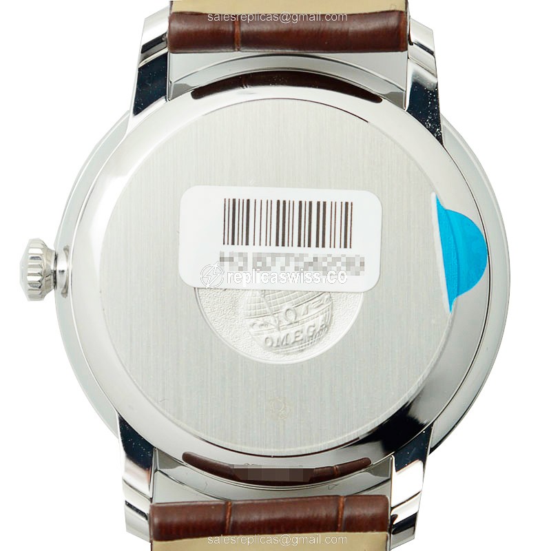 Omega DE VILLE Replica - Automatic - Stainless Steel - Silver Dial - Brown Alligator Strap - View 3