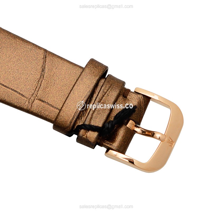 Audemars Piguet 77247OR.ZZ.A812CR.01 MILLENARY - 18kt Rose Gold - Diamonds - Manual - Silver Dial - Alligator Brown Buckle - View 4