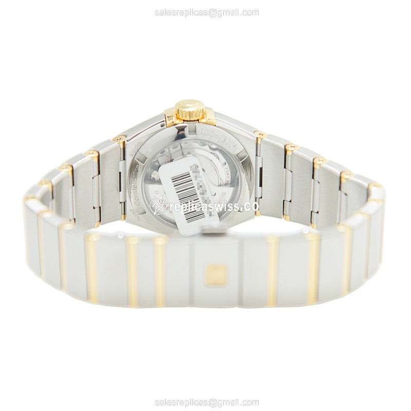 Omega Constellation Replica - Automatic - 18kt Gold & Diamond - White Dial - Silver Steel Strap - View 4