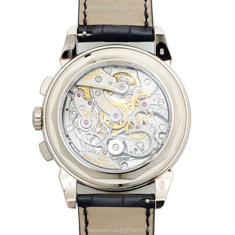 Patek Philippe 5270G-018 Manual Wind - 18kt Gold - Silver Dial - Alligator Black Strap - View 3