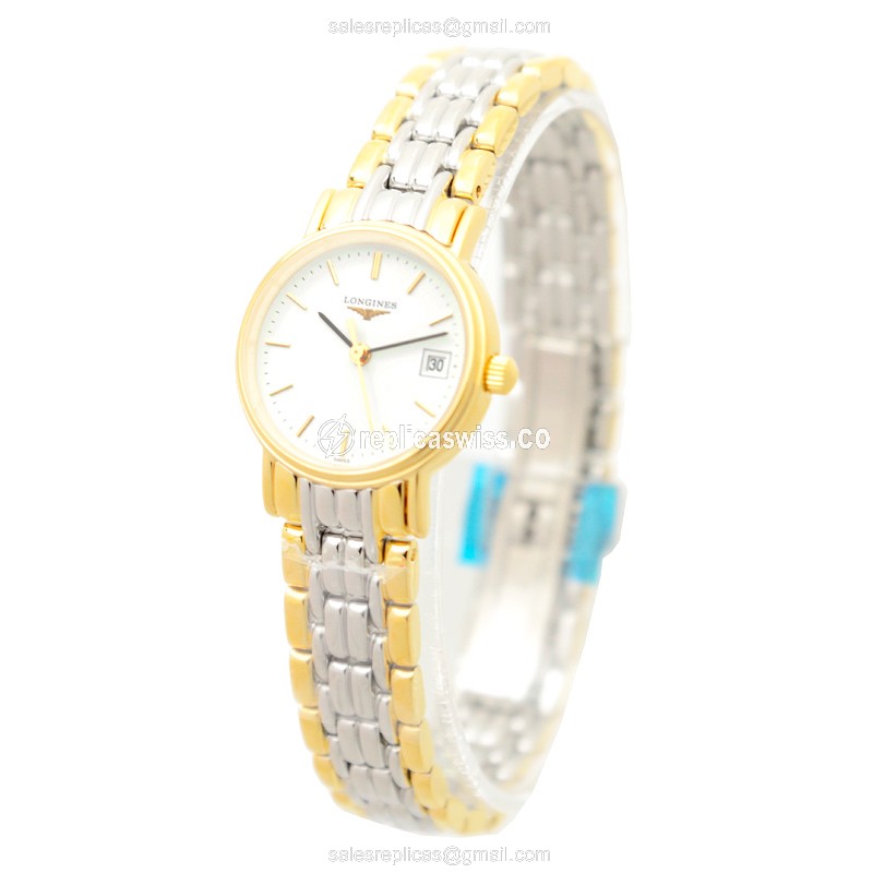 Longines Presence Replica - Quartz - Gold-Plated Case - White Dial - View 3