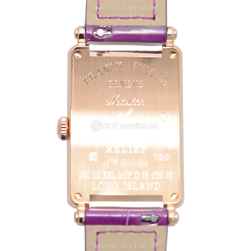 Franck Muller 952 QZ REL MOP D 1R CD8 NI LONG ISLAND - Quartz 18kt Rose Gold Buckle Purple Alligator - View 3
