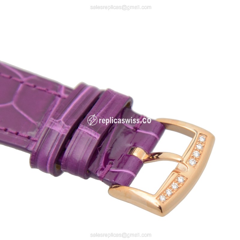 Franck Muller 952 QZ REL MOP D 1R CD8 NI LONG ISLAND - Quartz 18kt Rose Gold Buckle Purple Alligator - View 4
