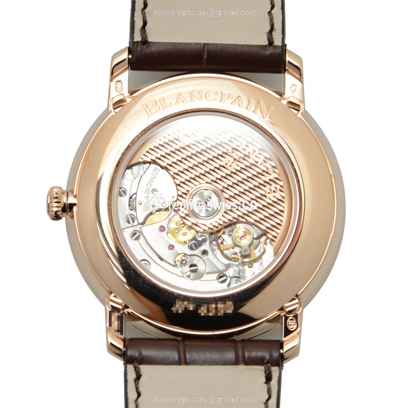 Blancpain Villeret Replica - Automatic - 18kt Rose Gold - Gold Dial - Brown Alligator Strap - View 3