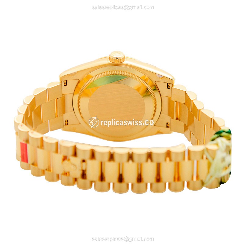 Rolex Day-Date Replica: Automatic - 18kt Gold/Steel Case - Gold Dial & Clasp - View 4