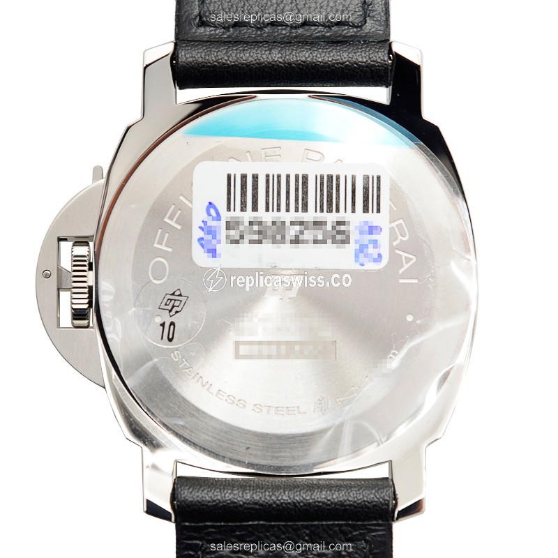 Panerai PAM00630 LUMINOR Manual - Stainless Steel Case - White Dial - Black Cowhide Strap - Buckle Clasp - View 3