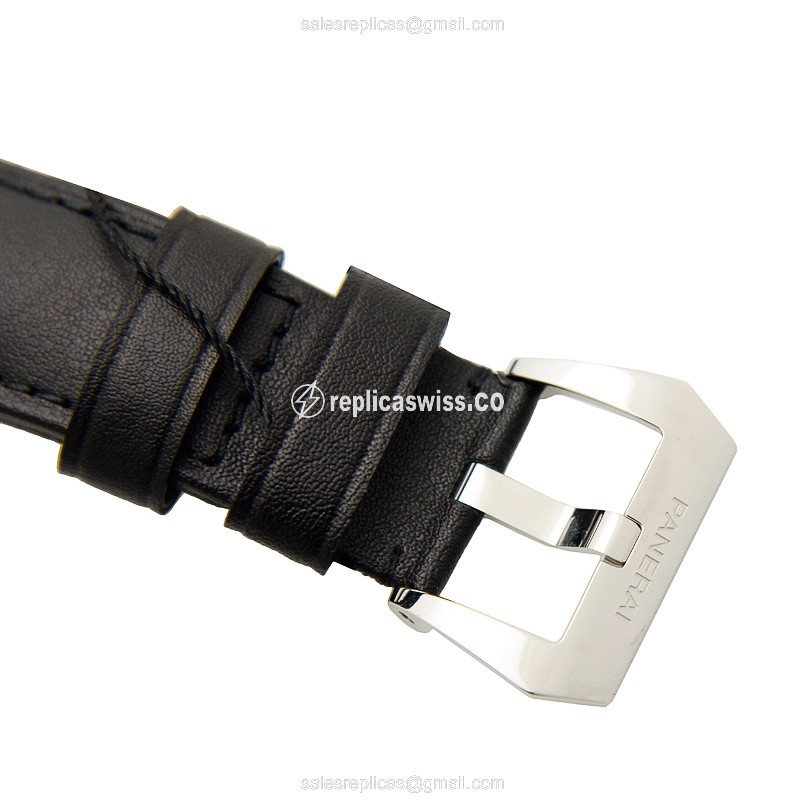Panerai PAM00630 LUMINOR Manual - Stainless Steel Case - White Dial - Black Cowhide Strap - Buckle Clasp - View 4