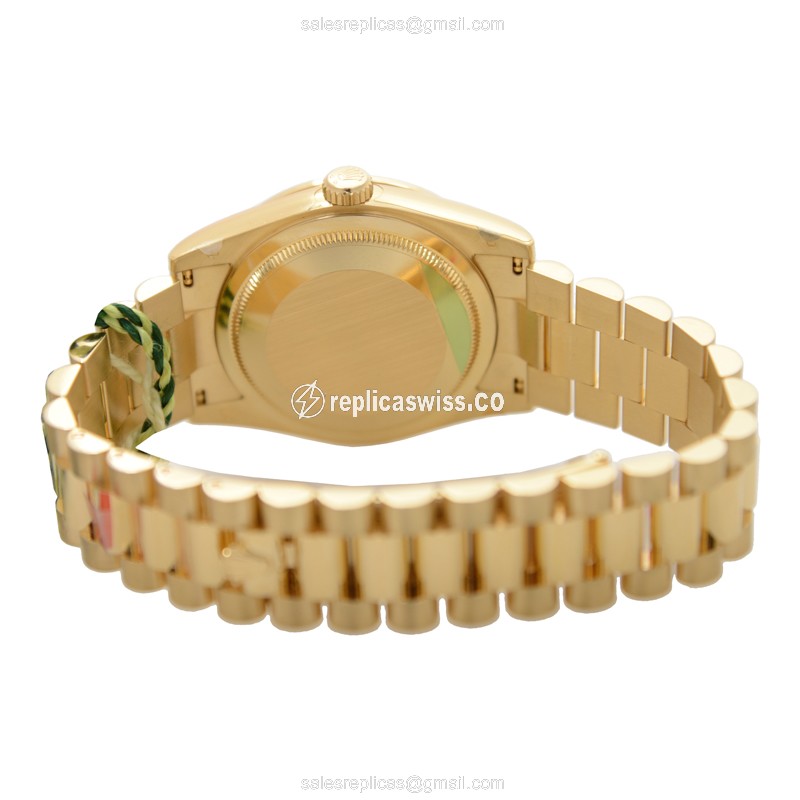 Rolex Day-Date Replica: Automatic - 18kt Gold Case - Diamond Dial - Gold Strap - View 4