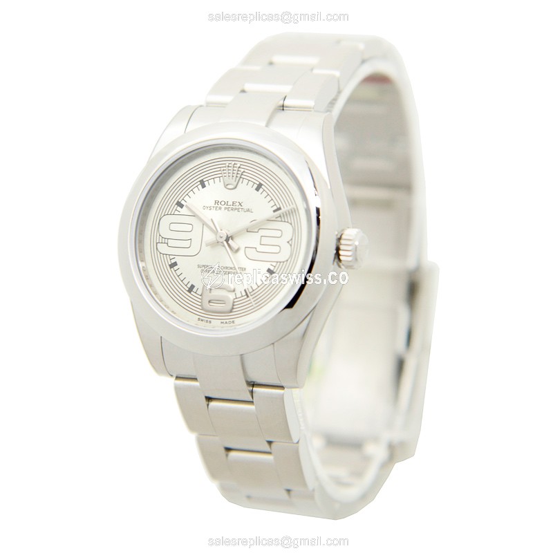 Rolex 177200SVAR39MAXI Oyster Perpetual Automatic Stainless Steel Replica | Steel Case | Silver Dial | Automatic Movement - View 3