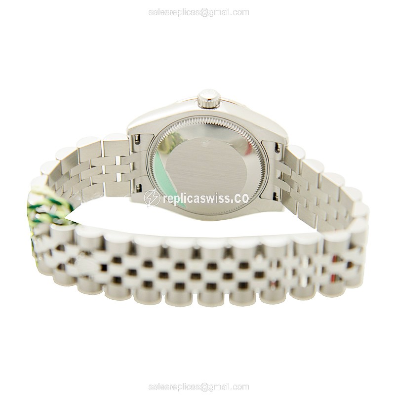 Rolex Lady Datejust Replica - Automatic - White Gold Case, Silver Dial - Steel Clasp & Strap - View 4