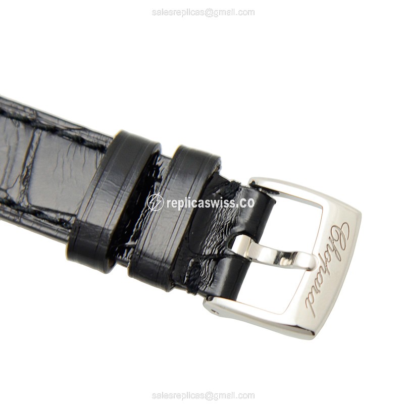 Chopard Happy Sport Replica - Automatic - Steel Case - Silver Dial - Black Alligator Strap - View 4