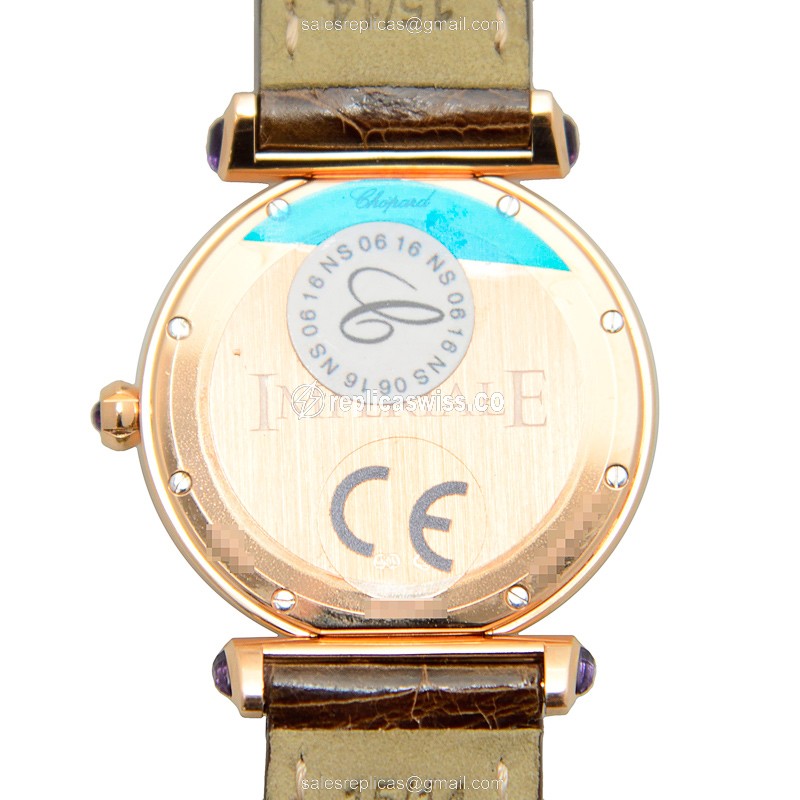 Chopard Imperiale Quartz 18kt Rose Gold - Brown Dial - Buckle Clasp - View 3