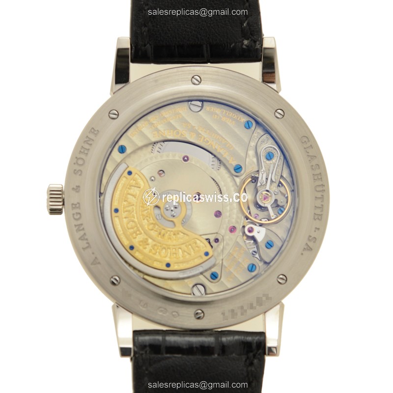 A Lange & Sohne SAXONIA Replica - Automatic - 18kt White Gold - Black Dial - Alligator Black Strap - View 3