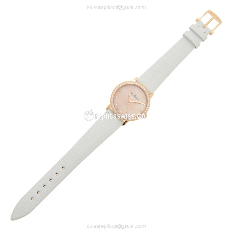 Blancpain 6102-2954C-95A - Auto - 18kt Rose Gold - Diamond Pink Dial - White Leather Strap - View 2