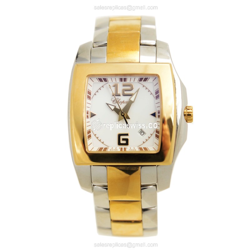 Chopard TWO O TEN Quartz - 18kt Rose Gold & Steel - White Dial - Silver Clasp - View 2