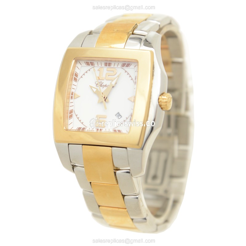 Chopard TWO O TEN Quartz - 18kt Rose Gold & Steel - White Dial - Silver Clasp - View 3