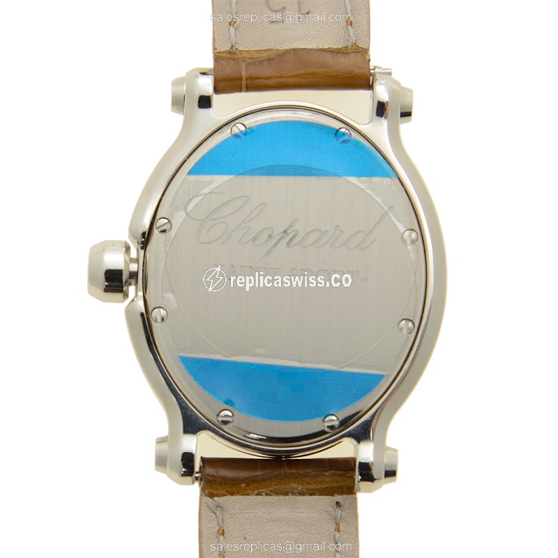 Chopard Happy Sport Quartz - White Dial - Steel Case - Brown Alligator Buckle - View 3