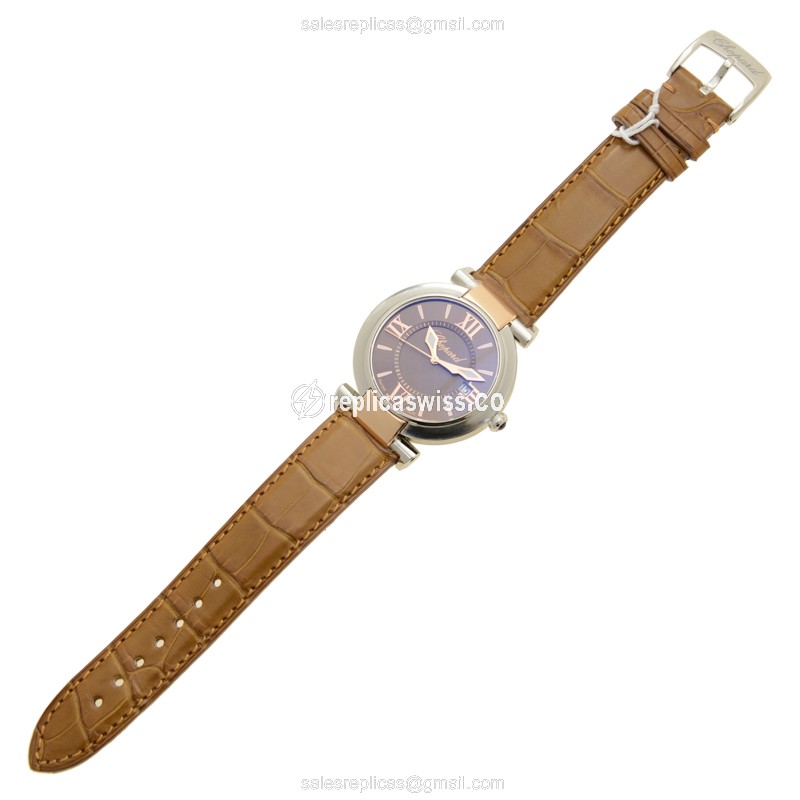 Chopard Imperiale Quartz Steel - Brown Dial - Alligator Brown Strap - Buckle Clasp - View 2