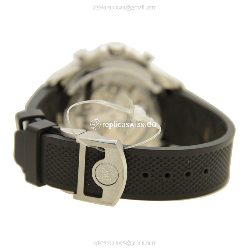 IWC Portuguese Replica - Automatic - Stainless Steel - Black Dial - Rubber Strap - View 4