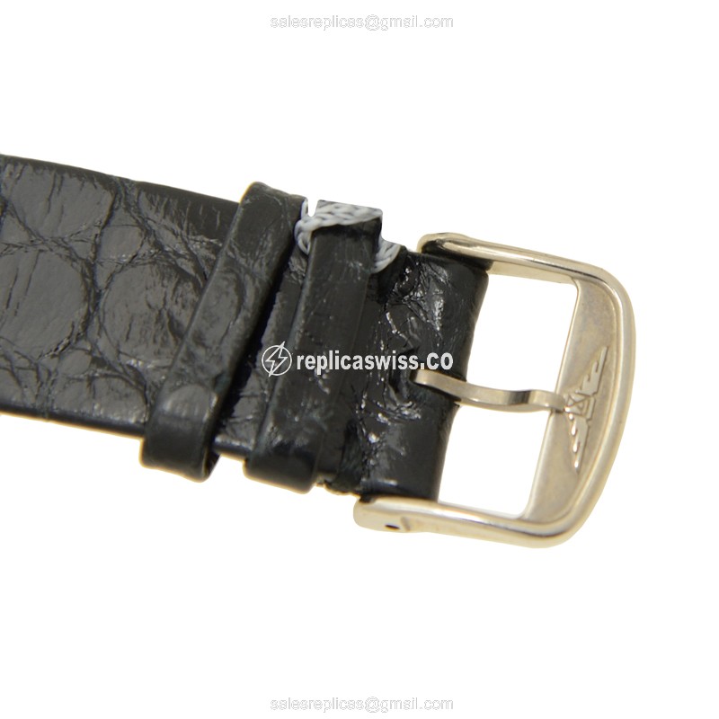 Longines Heritage Replica - Quartz - Stainless Steel - Silver Dial - Black Leather Strap - View 4