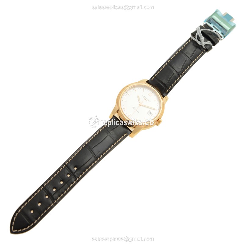 Longines Saint Imier Replica - Automatic - 18kt Rose/Steel Case - Silver Dial - Leather Strap - View 2