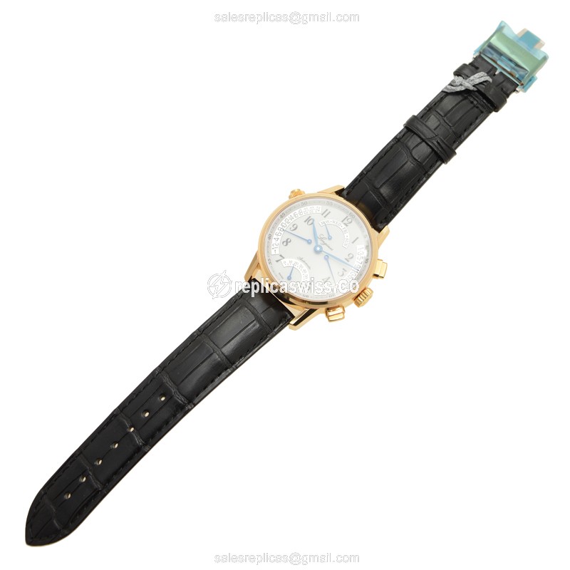 Longines Heritage Replica - 18kt Rose Gold - Automatic - White Dial, Black Leather Strap - View 2
