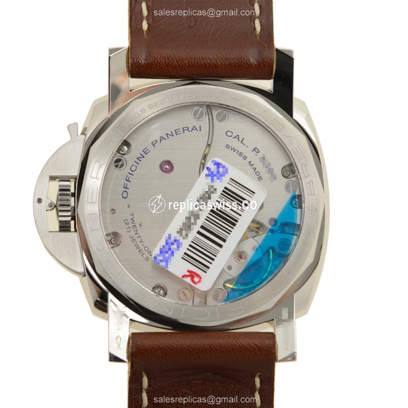 Panerai LUMINOR Replica - Manual - Stainless Steel - Black Dial - Brown Cowhide - Buckle - View 3
